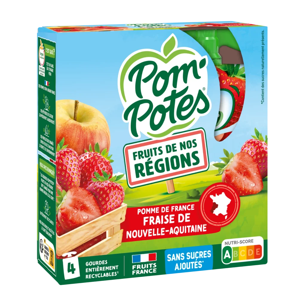 Pomme Fraise - Nouvelle Aquitaine - pack x4 — pack de 4 gourdes