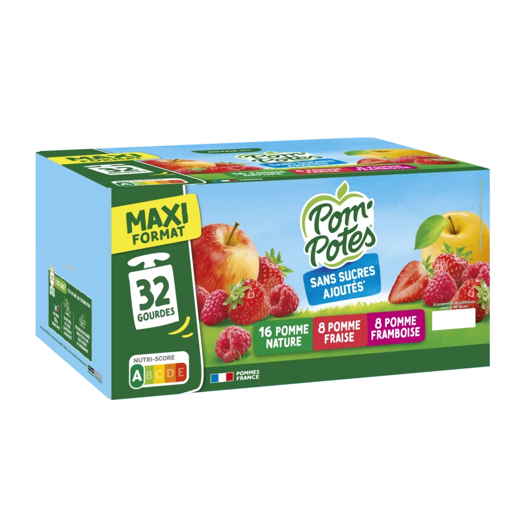 Pomme Fraise Framboise - pack x32 — pack de 32 gourdes