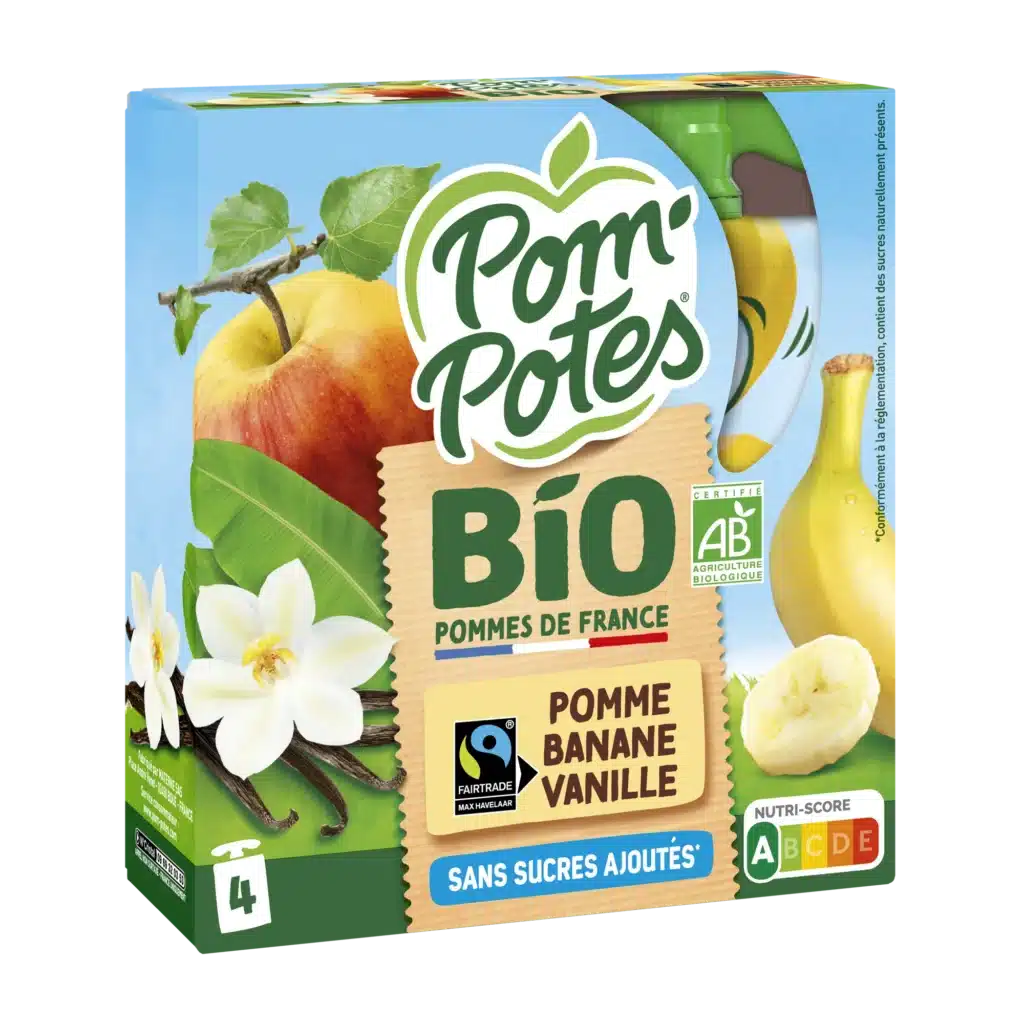 Bio Pomme Banane Vanille — pack x4 — pack de 4 gourdes