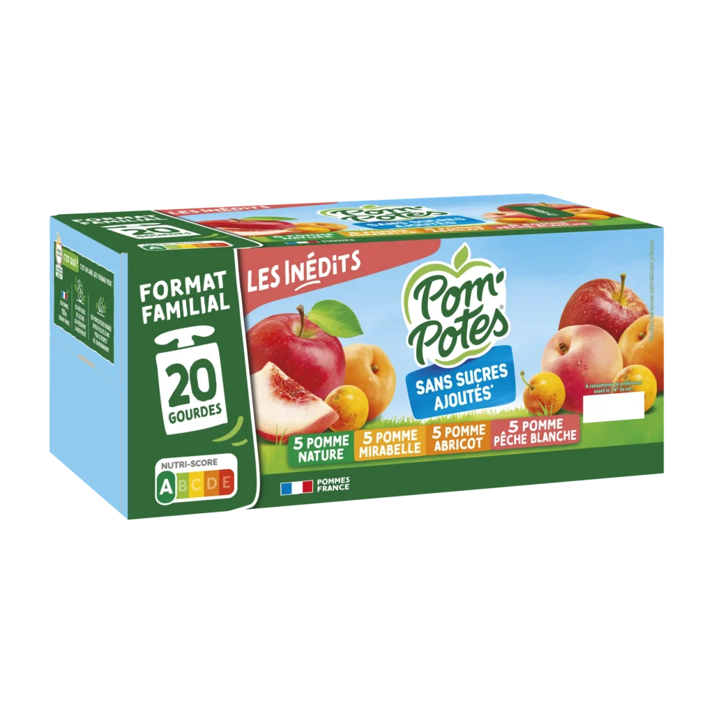 Pomme Abricot Mirabelle Pêche Blanche — pack x20 — pack de 20 gourdes