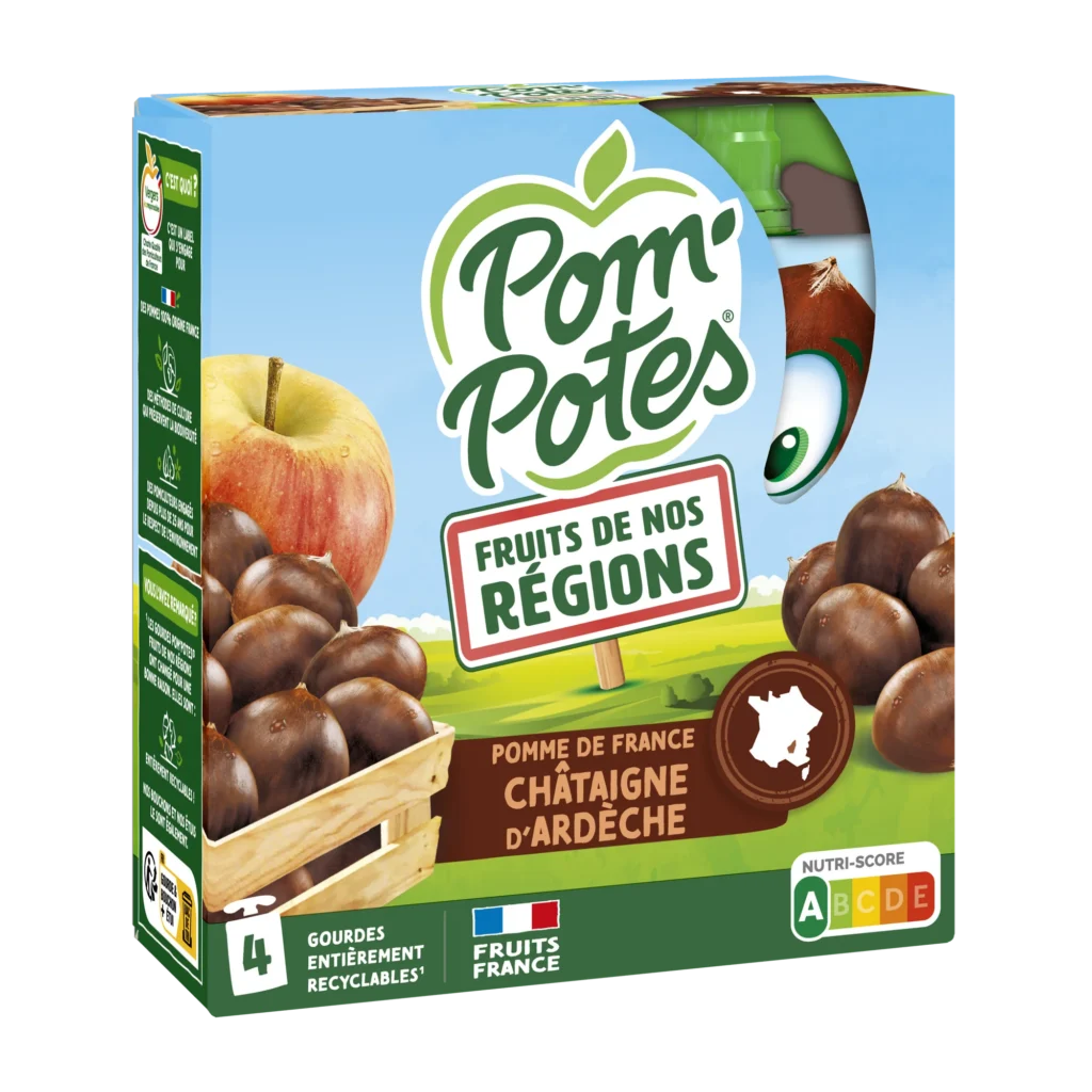 Pomme Chataigne D Ardèche — pack x4 — pack de 4 gourdes