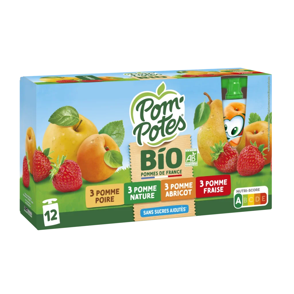 Pomme Fraise Poire Abricot — pack x12 — pack de 12 gourdes