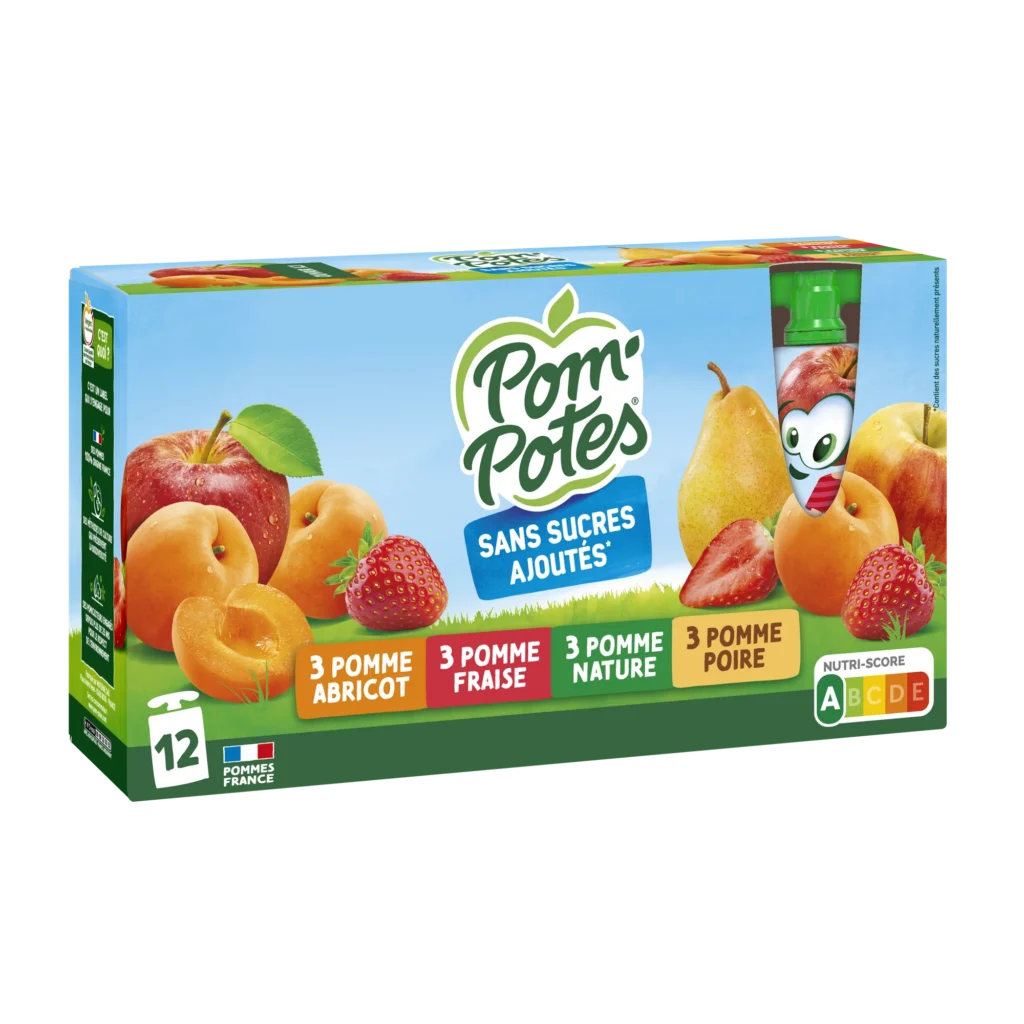 Pomme Fraise Poire Abricot — pack x12 — pack de 12 gourdes