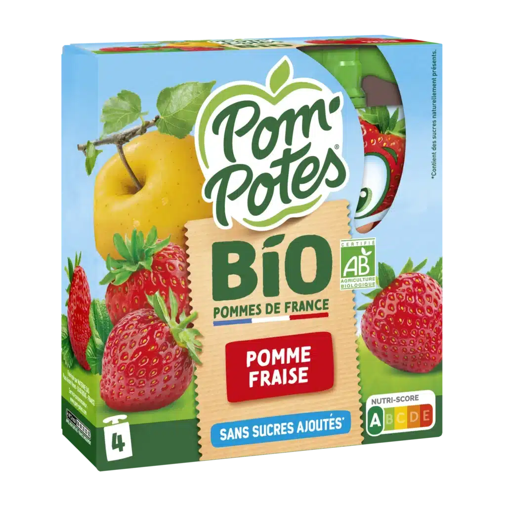 Pomme Fraise — pack x4 — pack de 4 gourdes