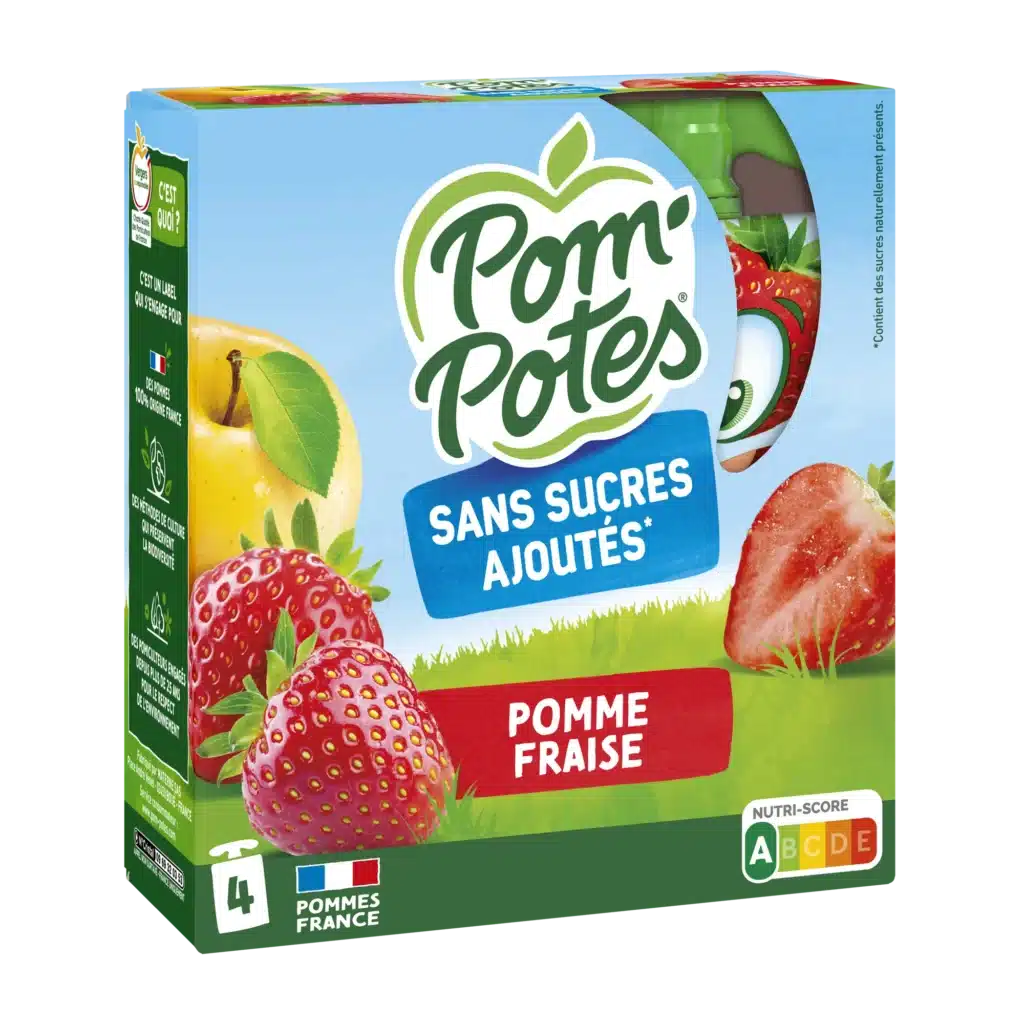 Pomme Fraise — pack x4 — pack de 4 gourdes